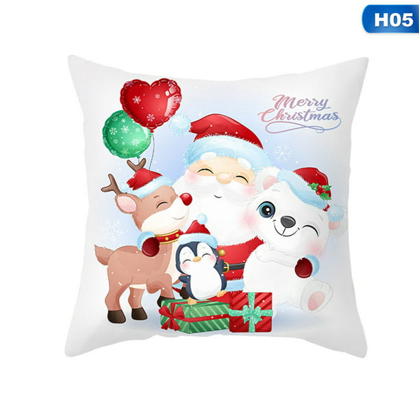 Christmas Pillow Case Santa Snowman Xmas Sofa Throw Cushion Cover Home Decor